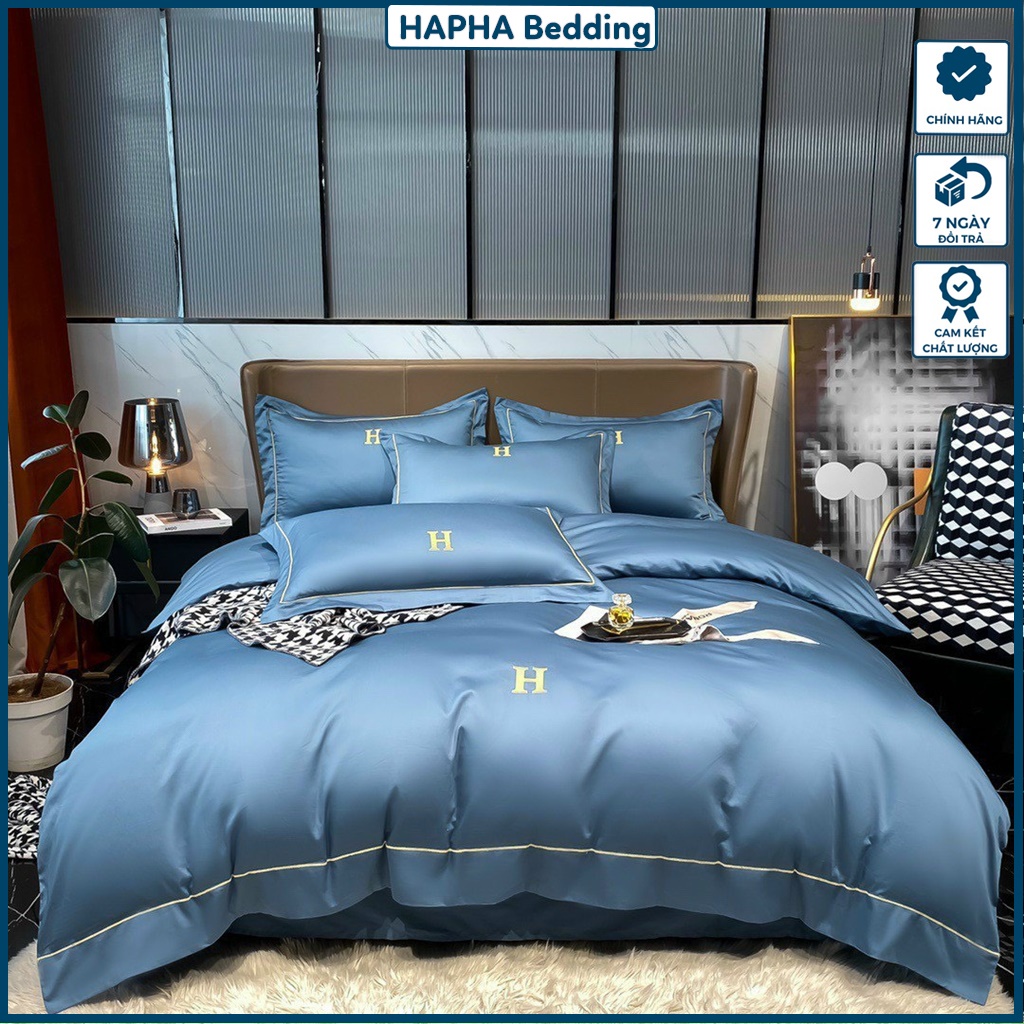 Ga giường lụa chữ H, Bộ chăn ga gối lụa cao cấp 4 món ga trải giường phủ / chun 1m6 1m8 2m2 1m6x2m 1m8x2m 2mx2m2