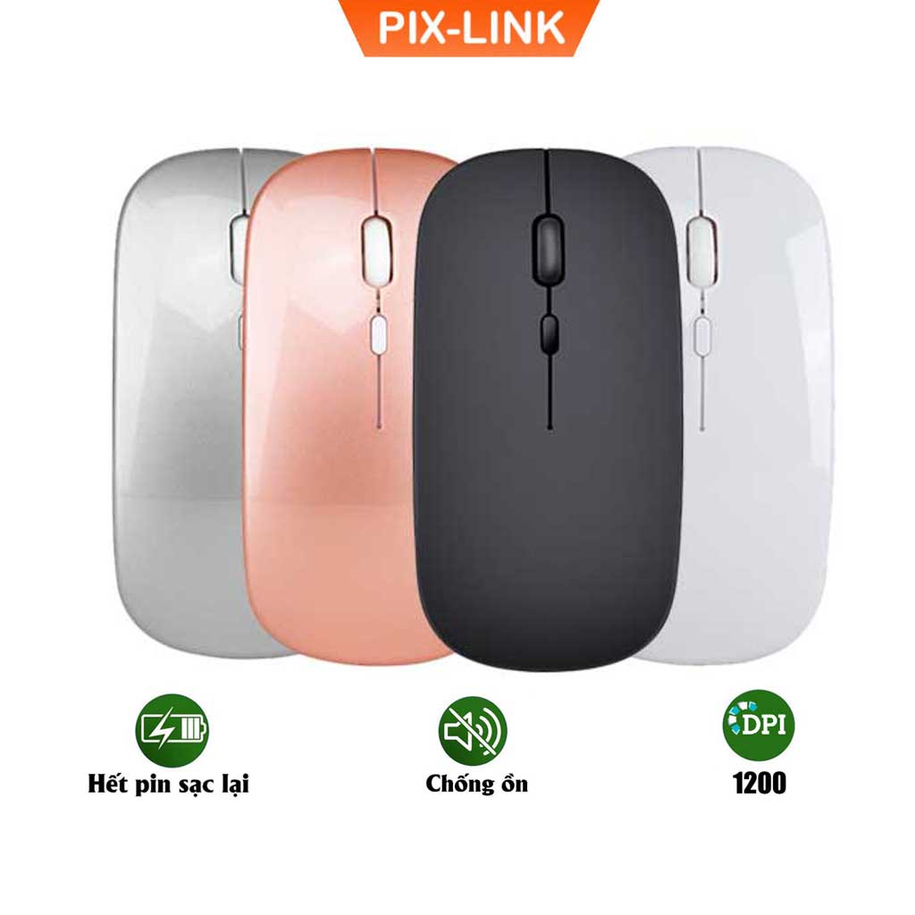 Chuột không dây sạc pin 2.4GHz PIX-LINK P1 siêu mỏng không gây tiếng ồn sạc 1 lần dùng 1 tuần cho Laptop macbook PC Tivi