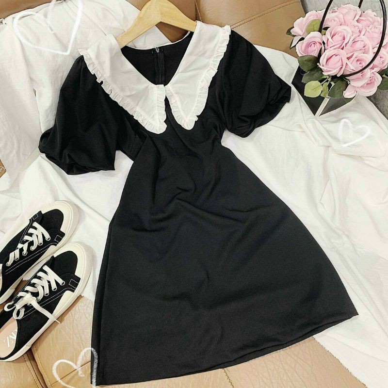 HÀNG SẴN HÀNG SẴN ĐẦM ĐEN CỔ BÈO TRẮNG🎀VIDEO THẬT SHOP QUAY SIÊU HOT SIÊU HOT | BigBuy360 - bigbuy360.vn