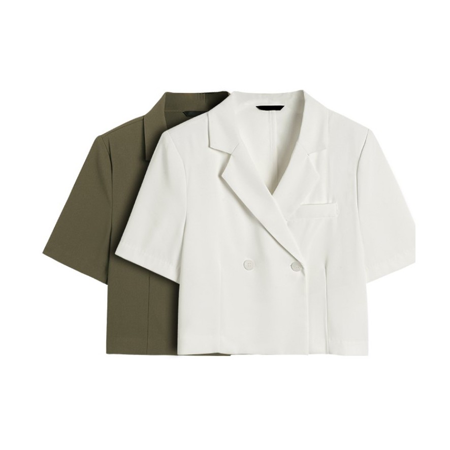 [Kèm Video ] Áo Khoác Blazer Nữ Cổ Vest Cao Cấp Tay Lỡ Phối Túi Giả Dáng Croptop Sami | BigBuy360 - bigbuy360.vn