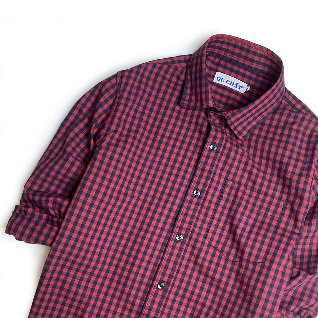 Áo Sơ Mi Nam Tay Dài Caro Công Sở GU CHẤT, Vải Cotton Xịn Thời Trang, Thanh Lịch GUSM24