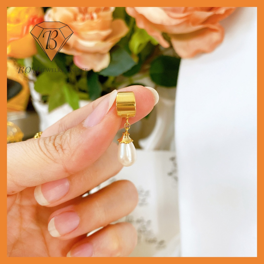 BÔNG TAI TRAI SECONDHAND TRANG SỨC SI NHẬT BẢN BOU JEWELRY VINTAGE MÃ BT100