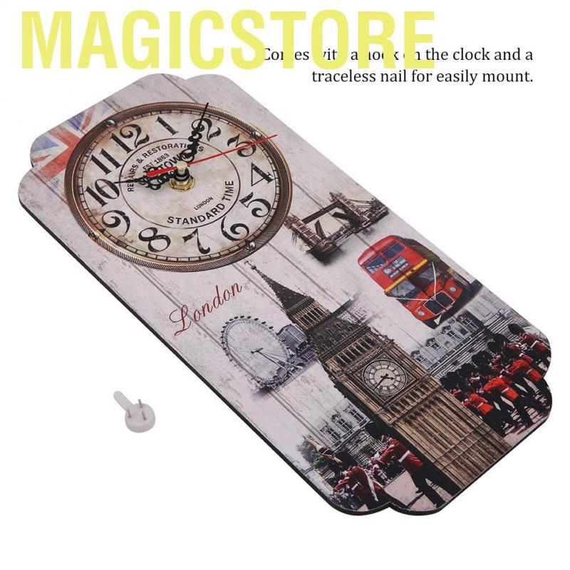 Magicstore European Retro House Rectangle Living Room Decoration Wall Clock Bar Clocks Fashion