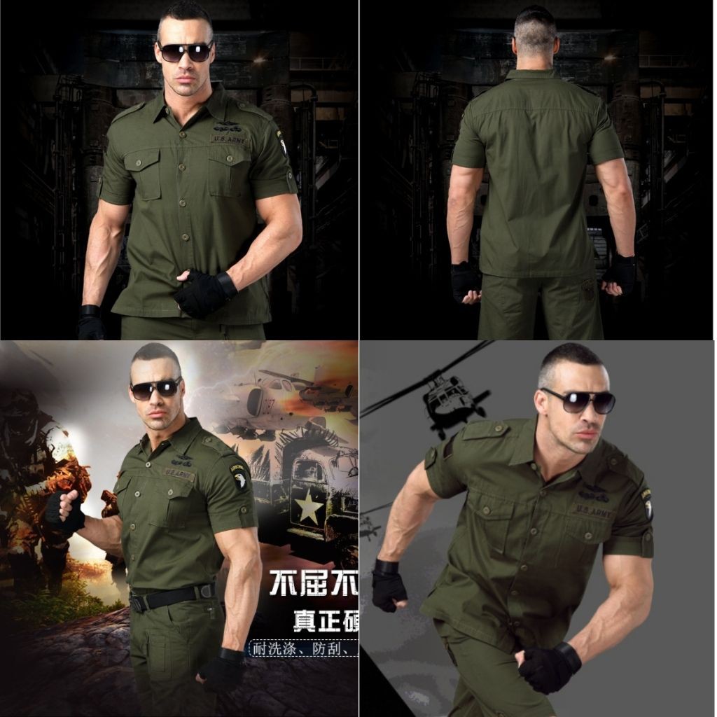 Áo sơ mi nam phong cách lính army (xanh) | BigBuy360 - bigbuy360.vn