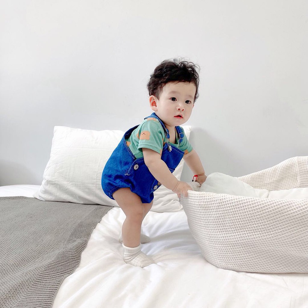 Áo Liền Quần Tay Ngắn In Hình Dễ Thương Thời Trang Cho Bé