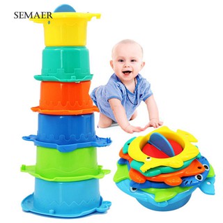 ☆ 6Pcs Funny Stacking Floating Colorful Animal Cups Educational Bath Kids Toy