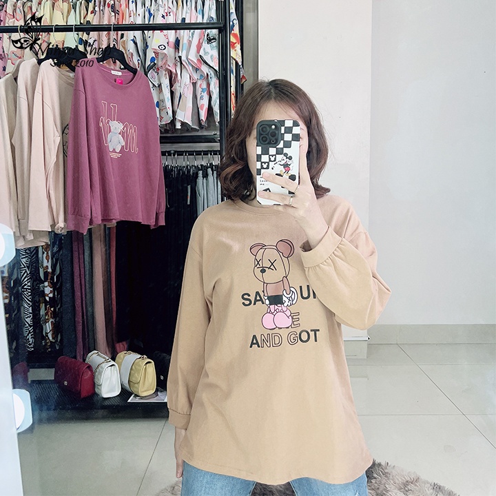 Áo phông nữ dài tay form rộng, áo thun nữ hàng Quảng Châu L1 Mã AP175