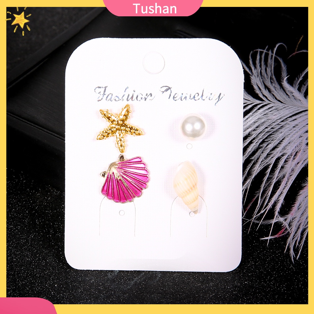 Bộ 4 khuyên tai nữ phong cách bãi biển xinh xắn