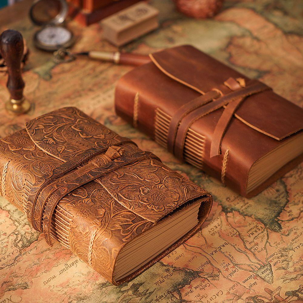 Sổ Ghi Chú Bằng Da Dày Dặn Phong Cách Retro