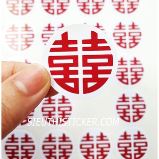Tem Dán Chữ Hỷ TH01 Kích Thước 3cm, Trang trí Đám cưới, niêm phong bao bì, quà cưới, quà tặng