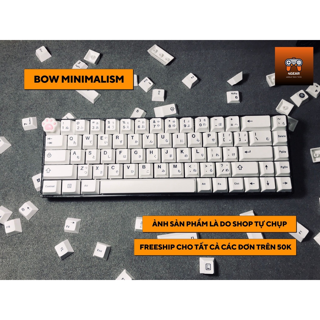 Keycap Japan Font siêu rẻ, nhựa PBT in dyesub, 126 nút bàn phím cơ, cherry profile minimalist