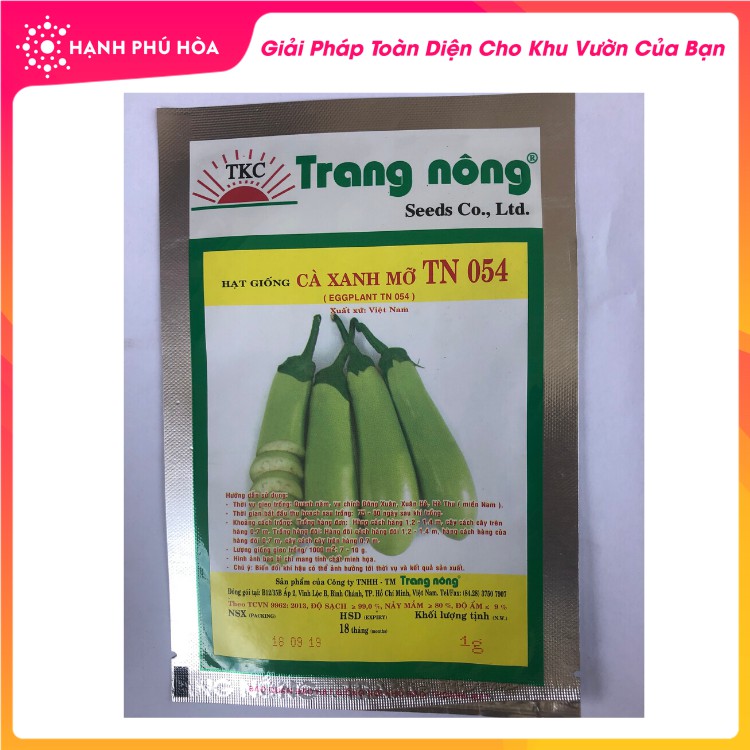 Hạt Giống Cà Xanh Mỡ TN054 1g/gói - Sinh Trưởng Phát Triển Mạnh, Trồng Quanh Năm, Nâng Cao Hệ Miễn Dịch, Làm Đẹp Da