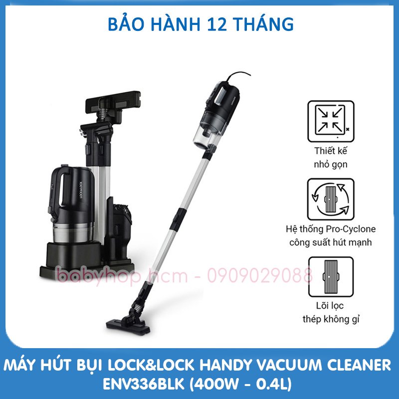 [BH 12 Tháng] Máy Hút Bụi Lock&amp;Lock Handy Vacuum Cleaner ENV336BLK (400W - 0.4L)