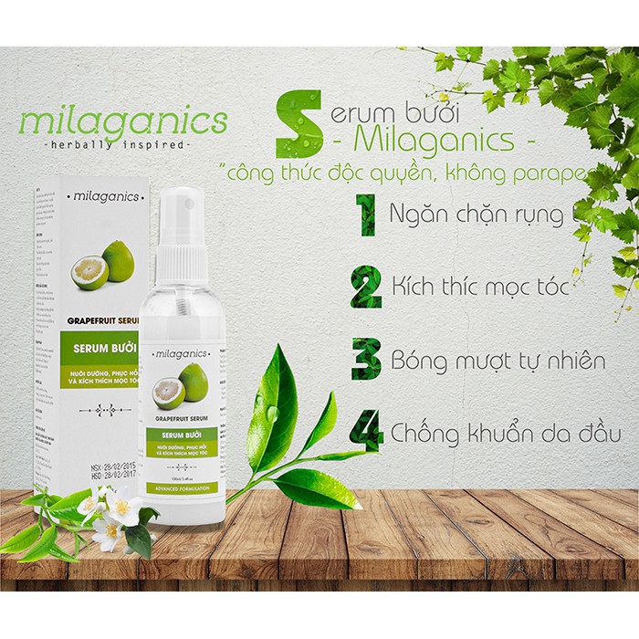 Serum bưởi kích thích mọc tóc, giảm rụng tóc Milaganics (100ml, 250ml) | BigBuy360 - bigbuy360.vn