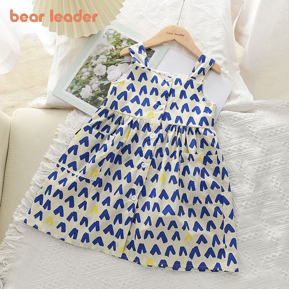 Đầm công chúa BEAR LEADER không tay in họa tiết kiểu trái tim xinh xắn dành cho bé gái