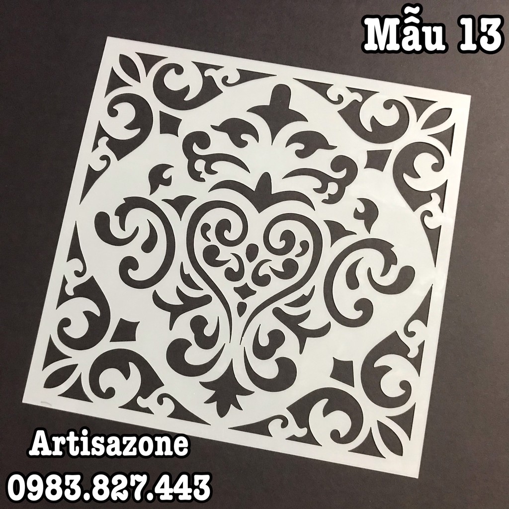 Pet Stencil - Khuôn hình trang trí họa tiết vuông - Kích thước 15cm - 01 tấm