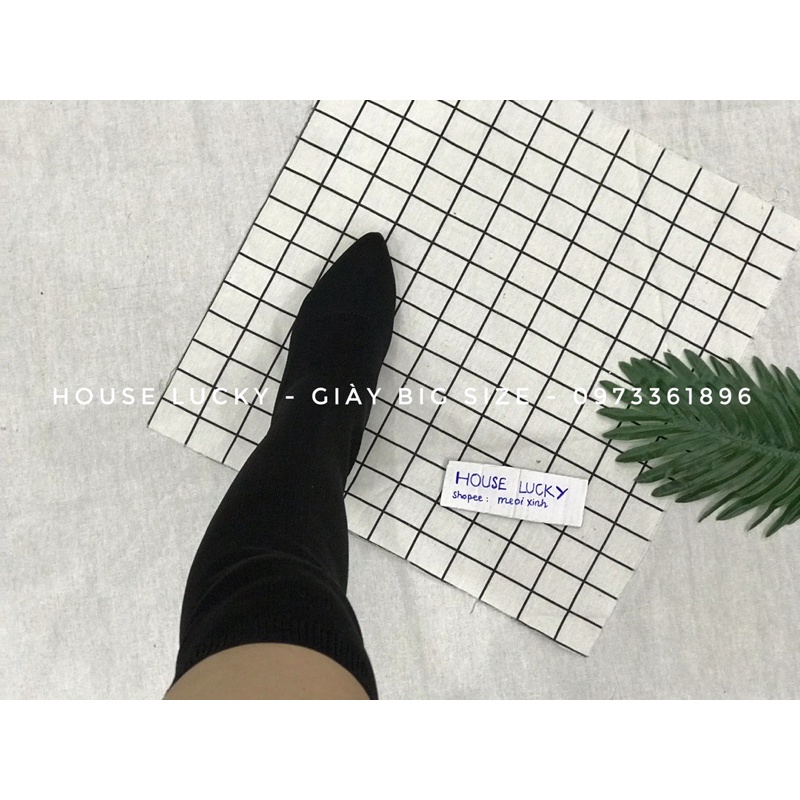 Bốt đùi BIG SIZE thun co giãn cho bắp chân 36-42cm cao gót tráng gương 7p