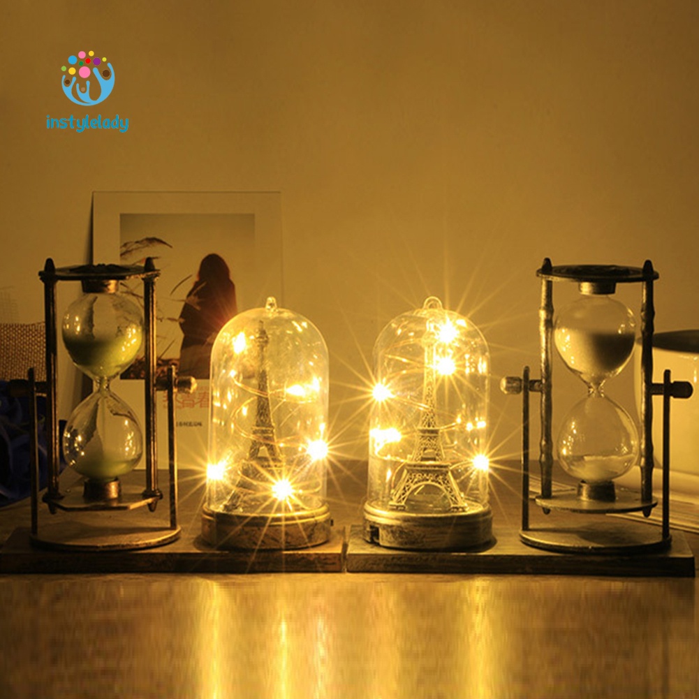 2 Đèn Led Để Bàn Hình Tháp Đồng Hồ Cát Cổ Điển