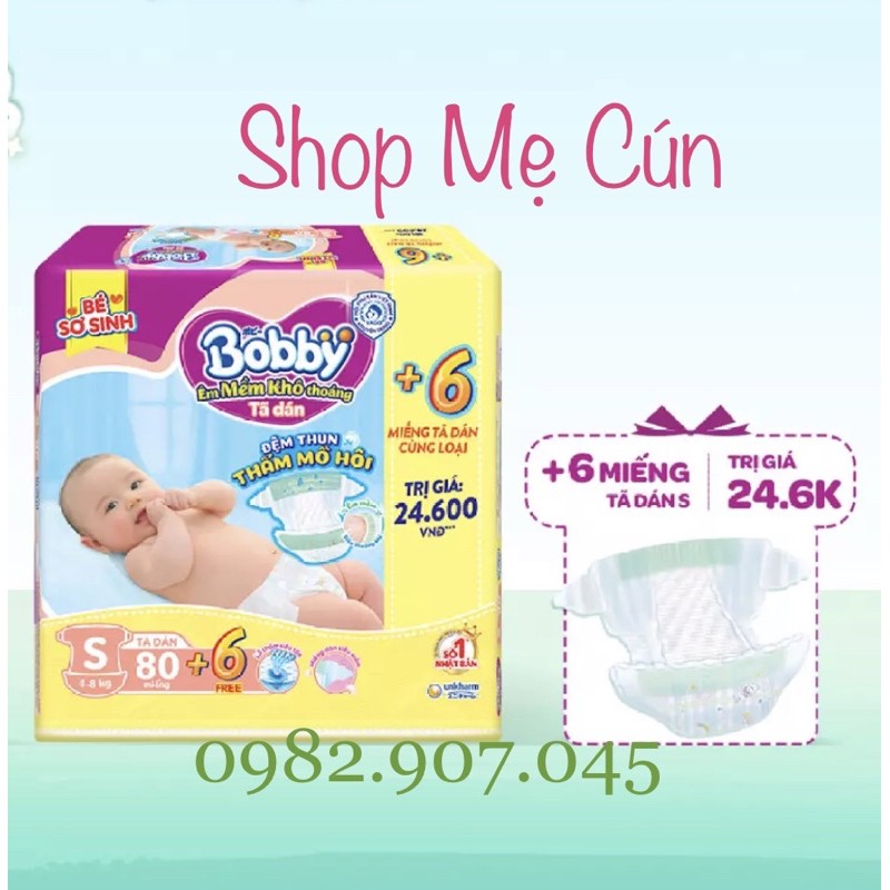 [Mẫu mới tặng thêm 6 miếng] Tã dán Sơ sinh Bobby S80