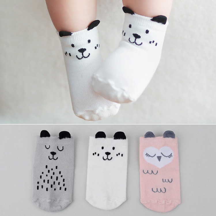 Vớ Cotton Chống Trượt Hình Tai Thú 3d Dễ Thương Cho Bé