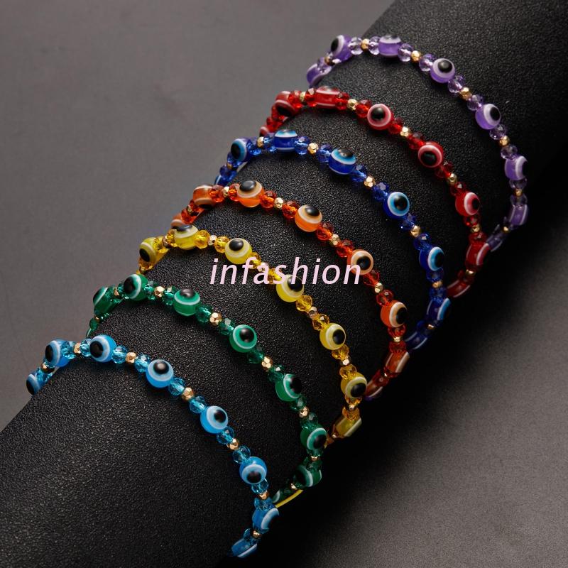 Vòng Đeo Tay Xâu Hạt Resin Nhiều Màu Hình Mắt Quỷ Thổ Nhĩ Kỳ Dành Cho Nữ