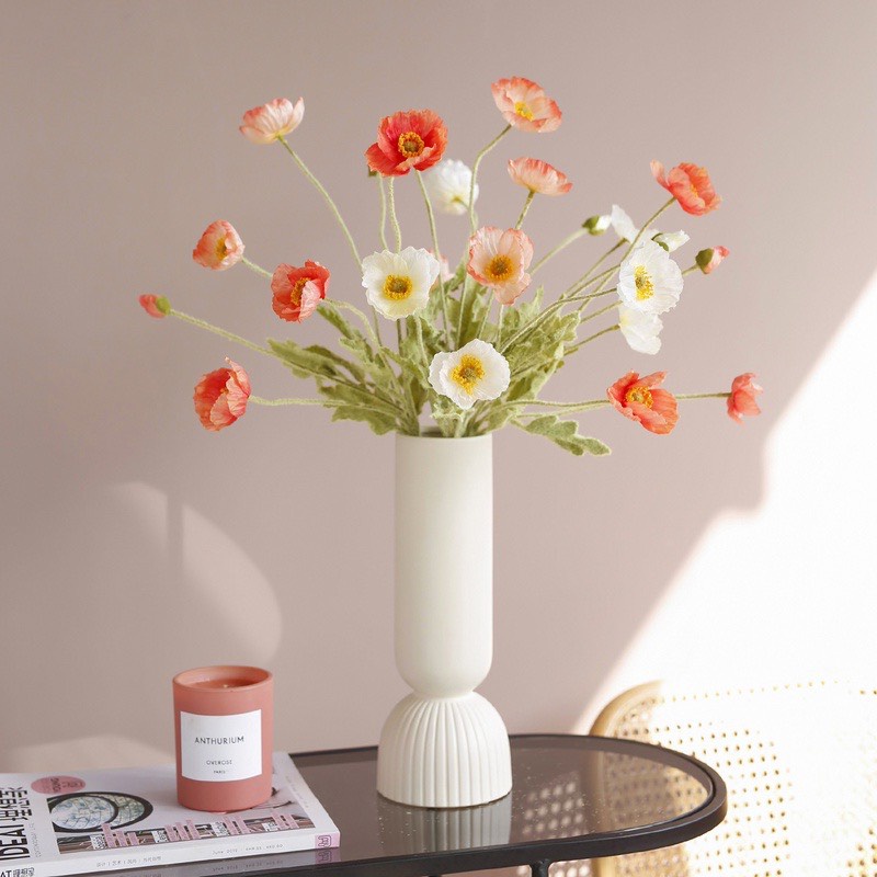 Hoa giảFREESHIPCành hoa anh túc 3 bông 1 nụ dài 60cm trang trí nhà cửa,Văn phòng,Làm đạo cụ chụp ảnh siêu xinh