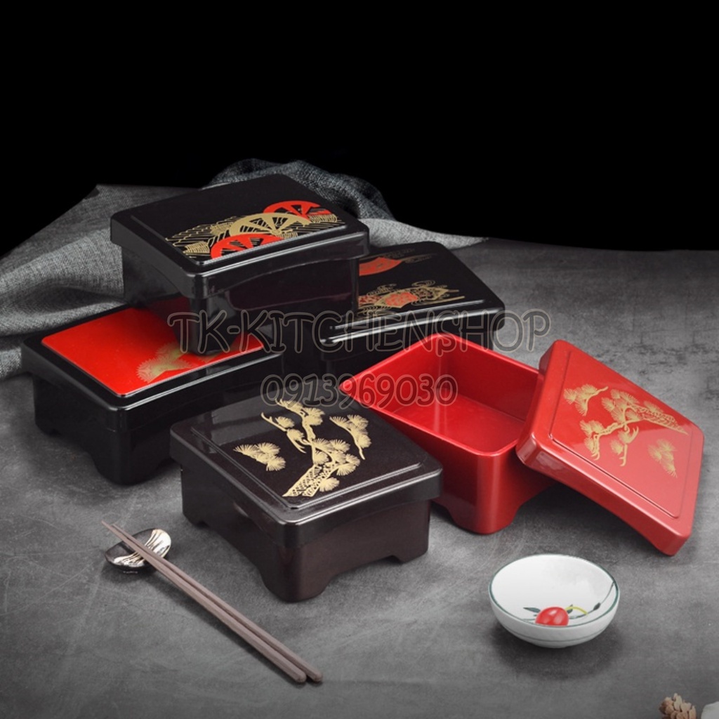 Hộp cơm lươn Nhật bản  kích thước 14.5x16.5 cao 8cm, sử dụng bày trí cho cơm lươn Unagi phong cách Nhật