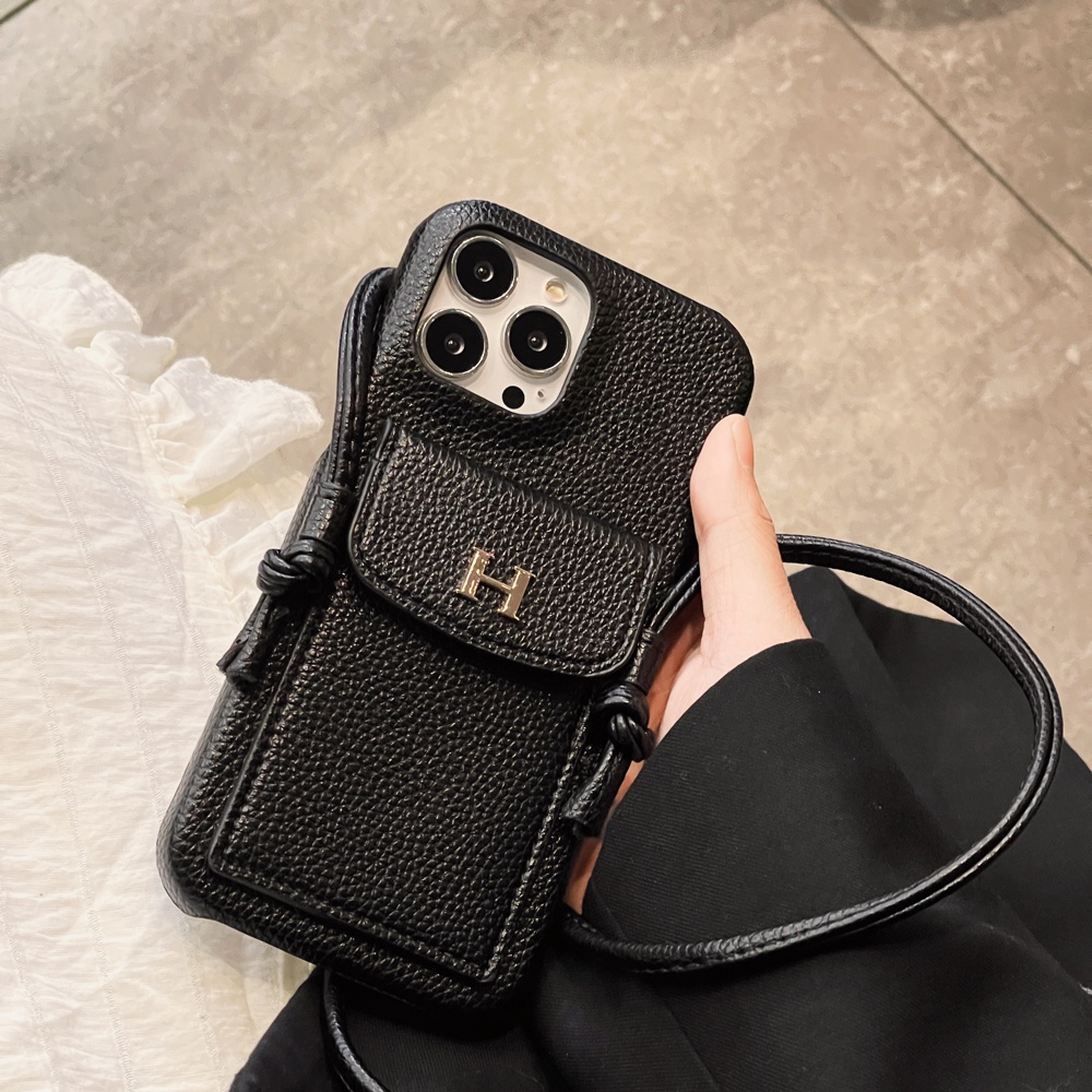 Ốp Điện Thoại Mềm Họa Tiết Vỏ Quả Vải 2022 Có Ngăn Đựng Thẻ Và Dây Đeo Cho iPhone 14 13 12 11 Pro Max Mini iX XR Xs Max 2020 7 8 Plus