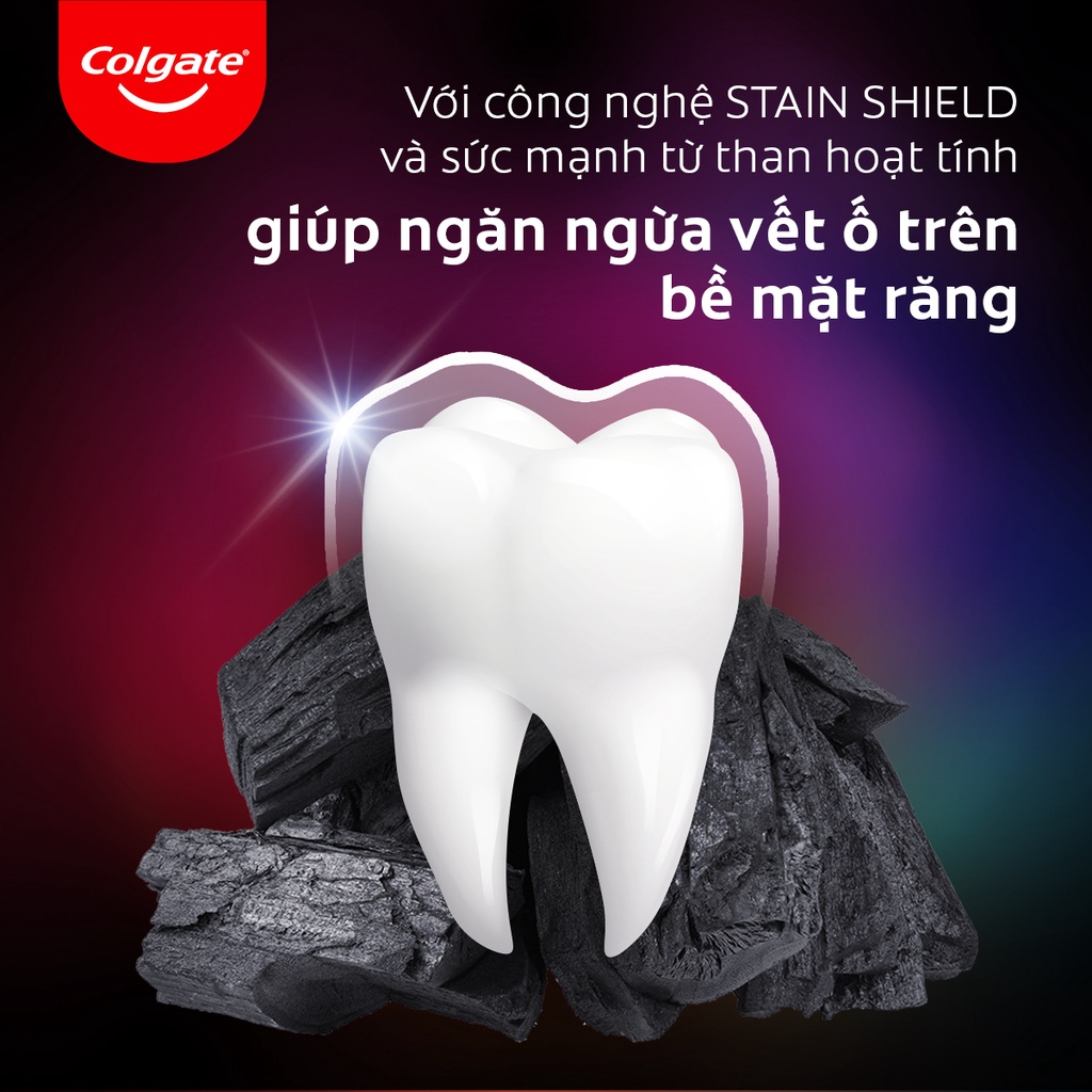 Bộ đôi Nước súc miệng Colgate trắng răng Optic White 500ml và Kem đánh răng Colgate Than Tre và Bạc hà 180g
