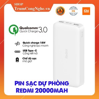  Pin sạc dự phòng 20000mAh Redmi Quick Charge 18W USB Type-C (Có Sạc Nhanh)