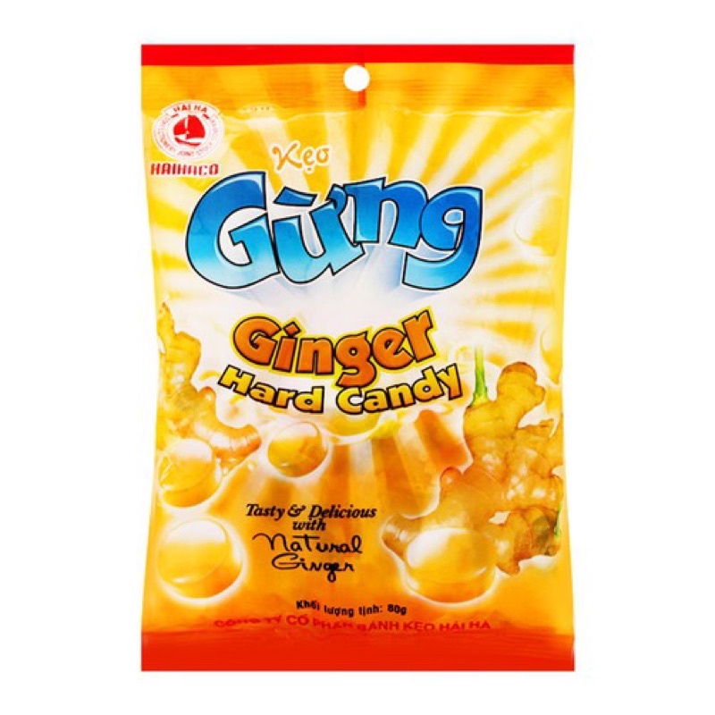 KẸO GỪNG HẢI HÀ GÓI 80G/ KẸO GỪNG CỨNG