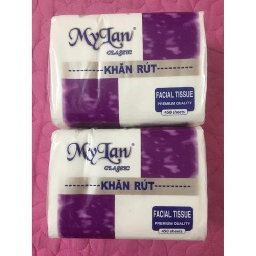 GIẤY ĂN  RÚT MÈO TÍM 450 TỜ 3 LỚP