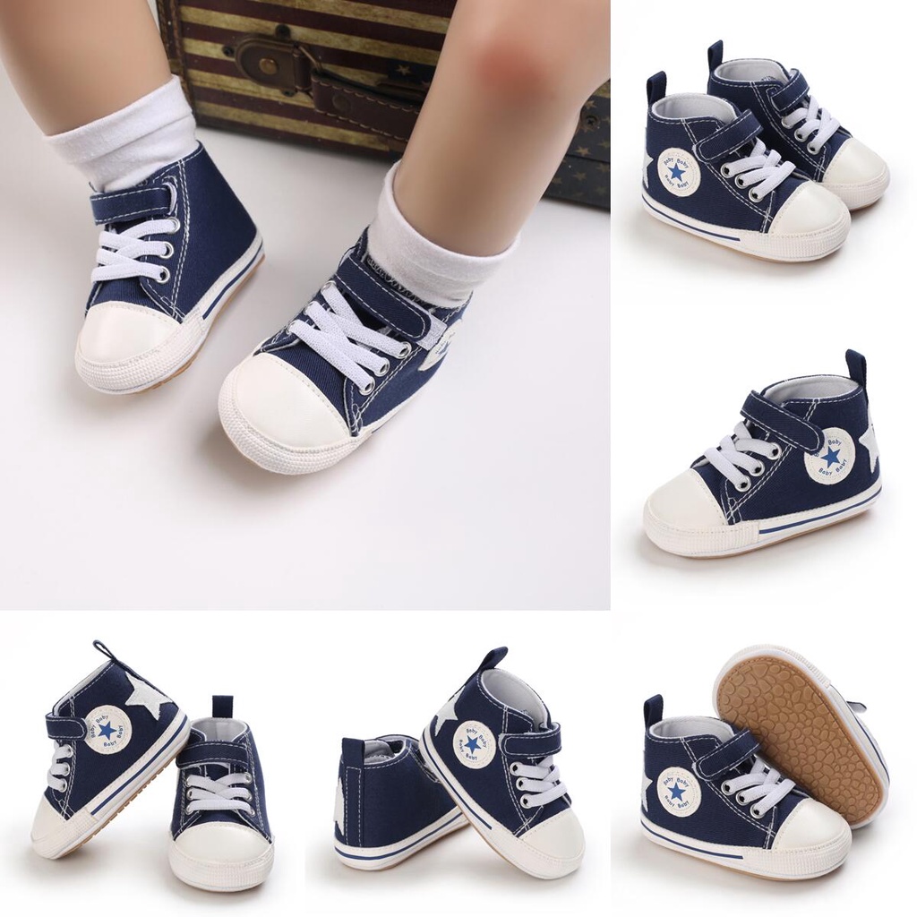Giày Lười Vải canvas Mềm Họa Tiết Ngôi Sao Năm Cánh Nhiều Màu Tùy Chọn Cho Bé Sơ Sinh