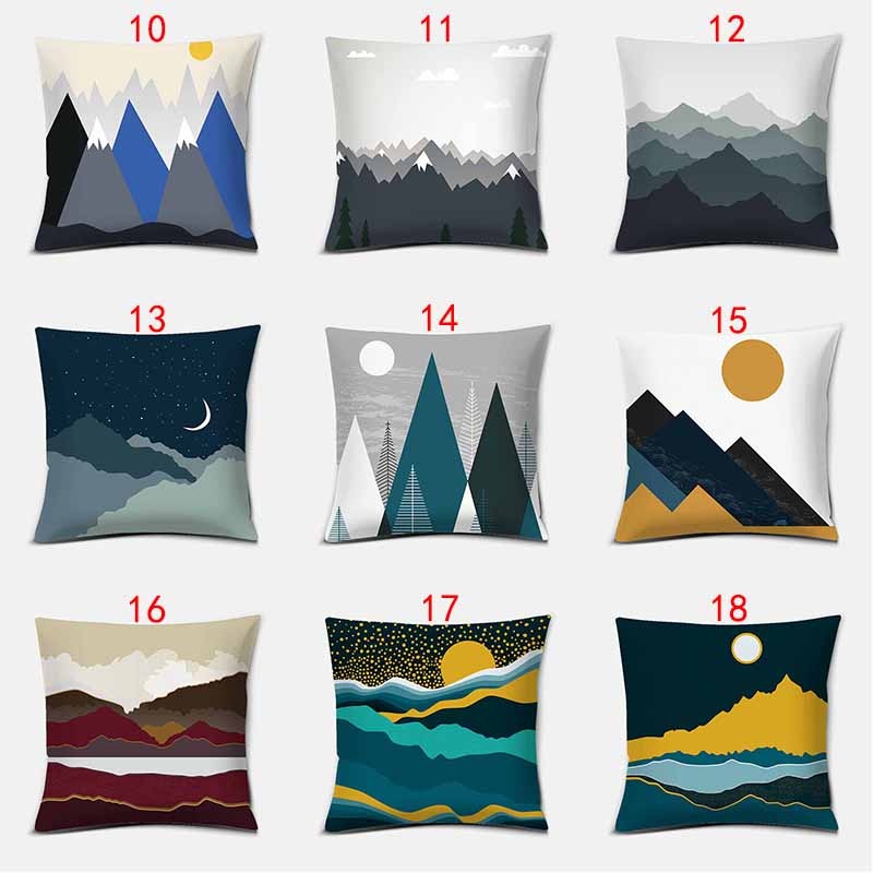 Vỏ Gối Vuông In Hình Phong Cảnh Núi Non 45cm X 45cm