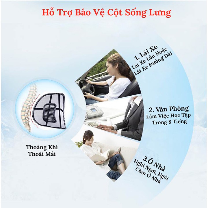 Lót ghế xe hơi oto lưới ngồi chống nóng mỏi lưng ô tô – thẳng lưng gù ghế xoay văn phòng youngcityshop 30.000