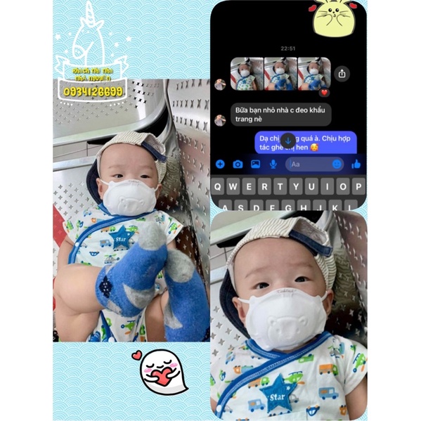 Khẩu trang Gấu KICHI cho bé set 3 chiếc