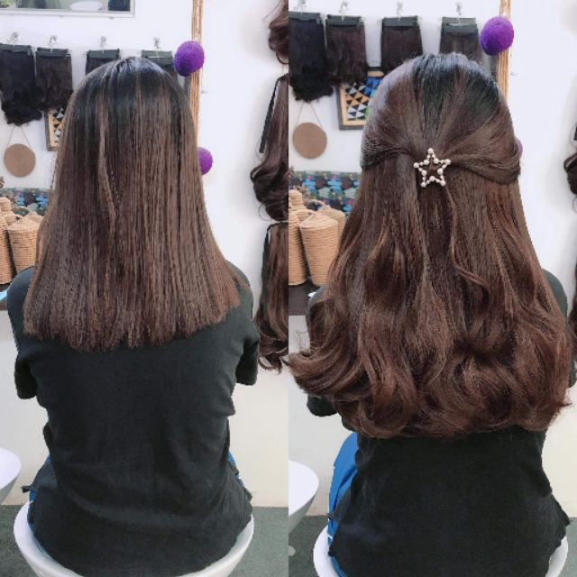 Tóc giả kẹp phím nửa đầu xoăn dợn tự nhiên.45cm. HQ230-45CM