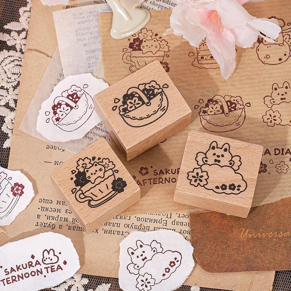 Con Dấu Bằng Gỗ Cao Su Dùng Trang Trí Sổ Tay Nhật Ký