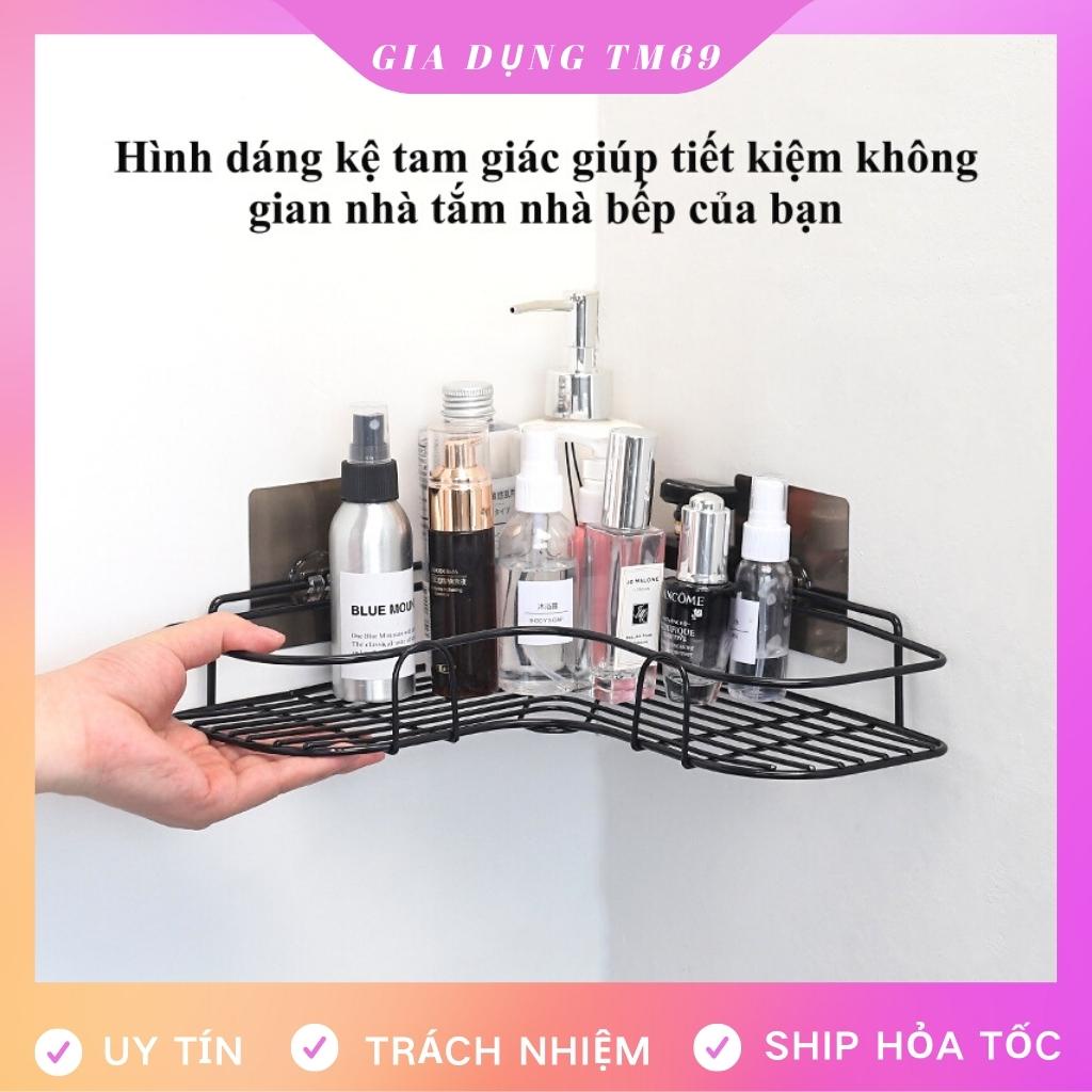 Kệ Góc Nhà Tắm Dán Tường Sắt Đa Năng Thông Minh Tam Giác Để Đồ Phòng Tắm Gia Vị Nhà Bếp Không Cần Khoan Đục