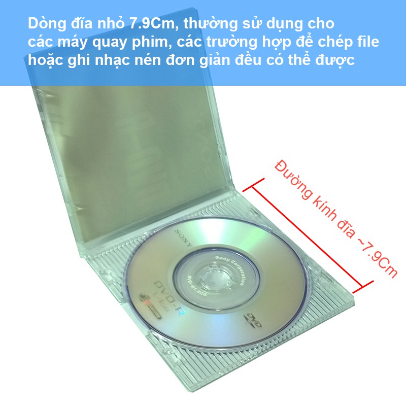 Đĩa DVD-R loại nhỏ 7.9Cm cho máy quay phim 1.4GB 30min 8X Sony DMR47S3/T1 (1 chiếc)