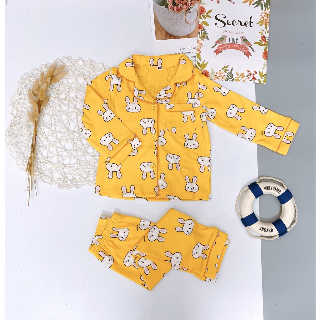 Bộ Pijam Dài Tay QiQi Cho Bé size 1-9 tuổi, Bộ Pijama Chất Thun Cotton Dài Tay Quần Dài