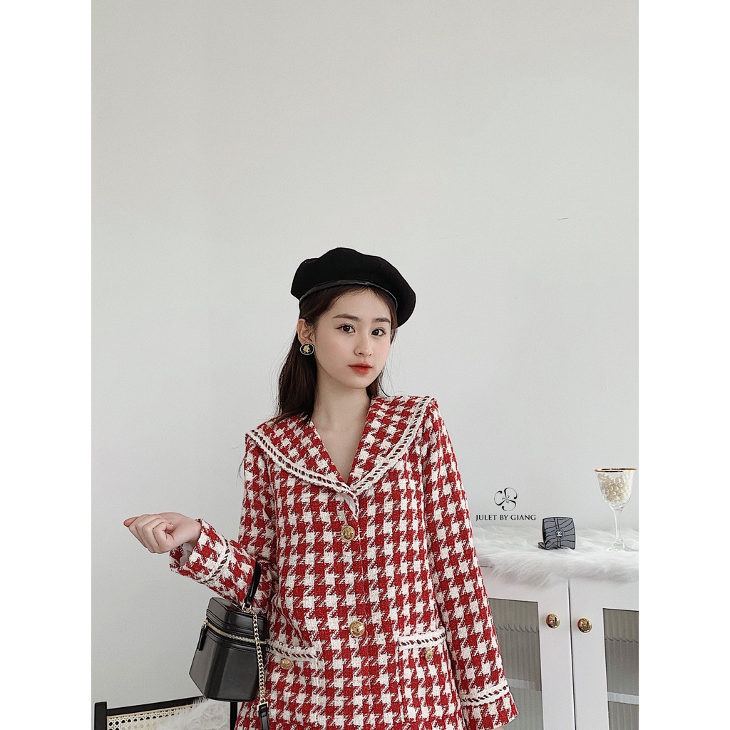 ÁO KHOÁC DẠ ĐỎ SAKURA COAT - SIZE S/M- JuletbyGiang-Hàng chính hãng