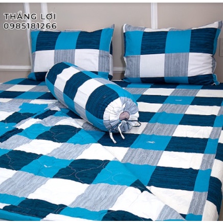 Drap Cotton 100% Thắng Lợi chính hãng Mẫu  Ô vuông lý IN LOGO THẮNG LỢI vệ sinh dễ dàng.