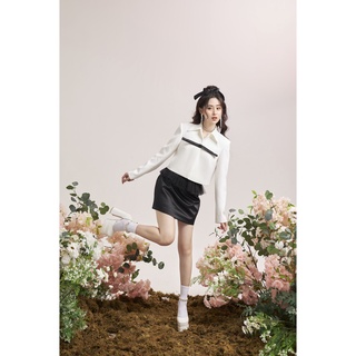 𝐋𝐞𝐢𝐚 top - áo khoác trắng cách điệu nơ khuy cài