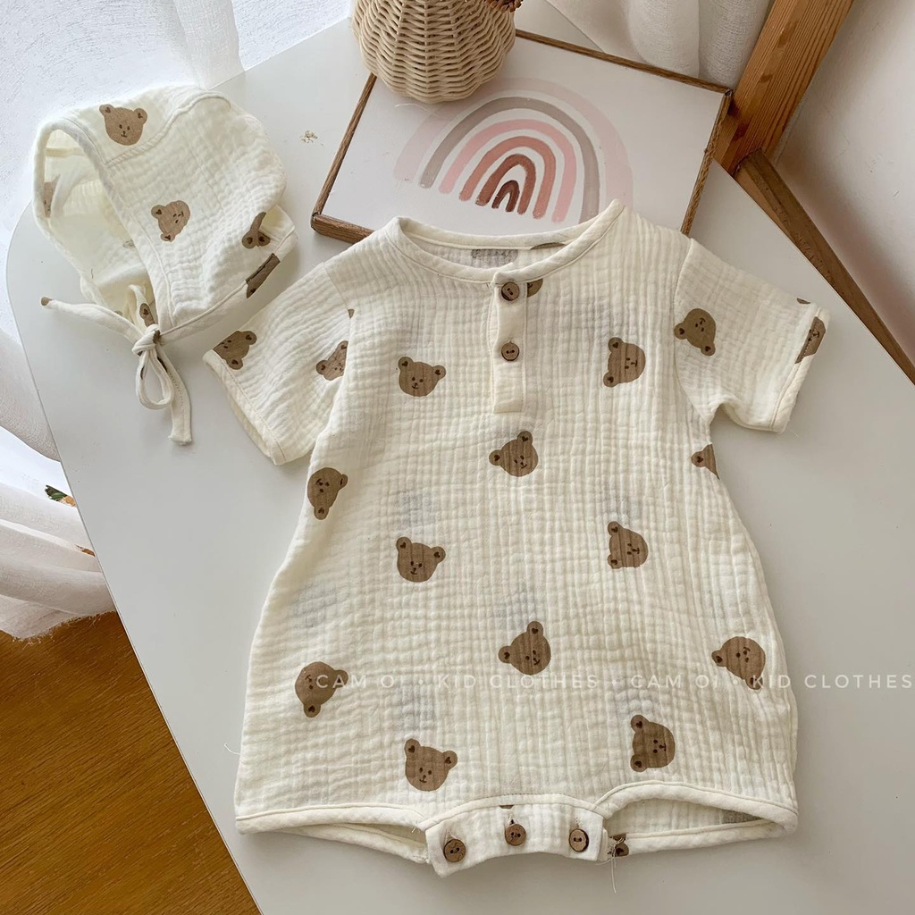 Romper muslin kèm mũ
