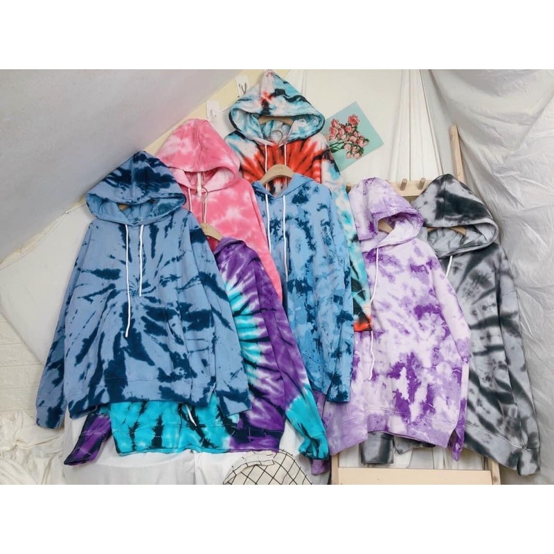 Áo nỉ hoodie loang trùm Mông
