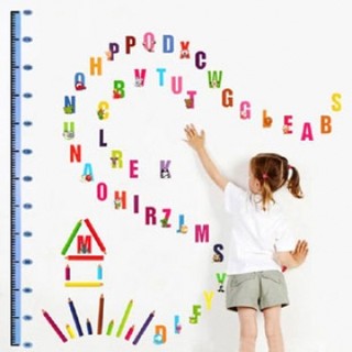Decal dán tường giáo dục bảng chữ cái kết hợp với thước đo chiều cao