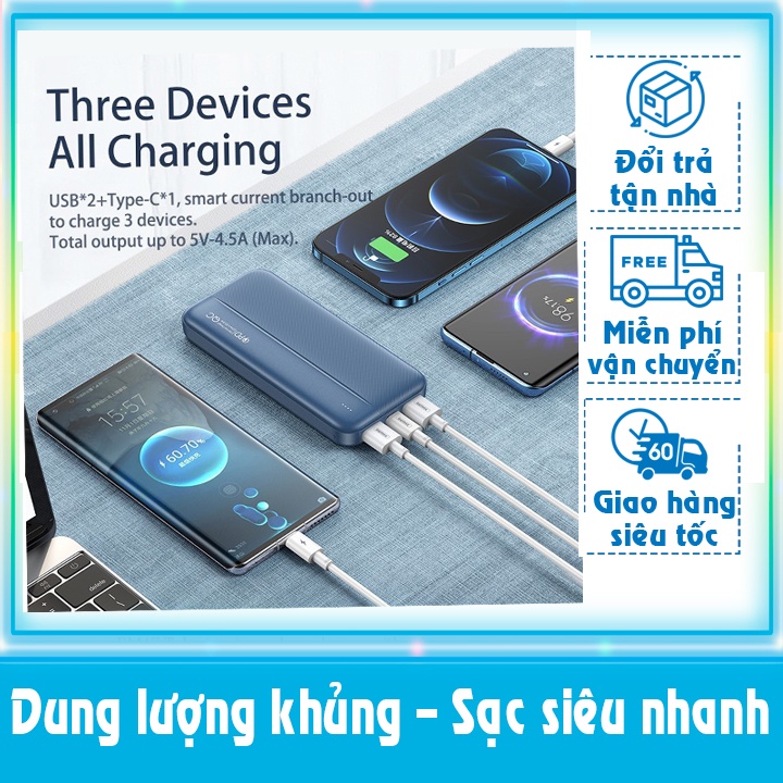 Pin sạc dự phòng Remax RPP-213 20000mAh sạc nhanh PD và QC3.0 max 22.5W