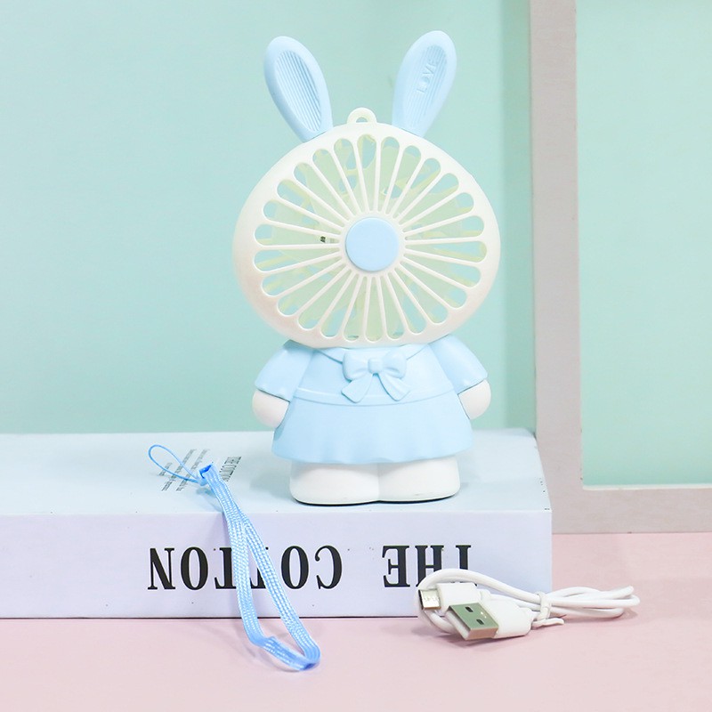 Quạt mini cầm tay sạc điện hình thú cute có đèn tích điện , cổng sạc usb , để bàn đeo cổ. | BigBuy360 - bigbuy360.vn