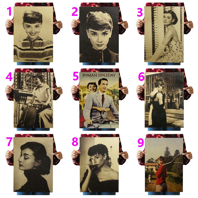 Poster Hình Nữ Diễn Viên Audrey Hepburn Phong Cách Retro